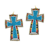 89026, CROSS SEED BEADED EARRING