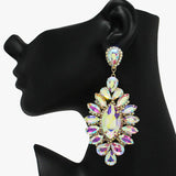 89046, OVERSIZED MARQUISE ACCENT RHINESTONE EVENING EARRING