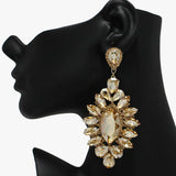 89046, OVERSIZED MARQUISE ACCENT RHINESTONE EVENING EARRING