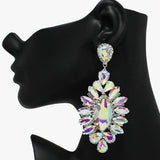 89046, OVERSIZED MARQUISE ACCENT RHINESTONE EVENING EARRING