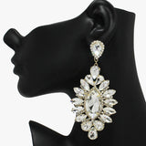 89046, OVERSIZED MARQUISE ACCENT RHINESTONE EVENING EARRING