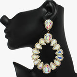 89056, OVERSIZED TEARDROP ACCENT RHINESTONE EVENING EARRING