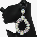 89056, OVERSIZED TEARDROP ACCENT RHINESTONE EVENING EARRING