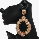 89056, OVERSIZED TEARDROP ACCENT RHINESTONE EVENING EARRING