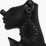 89056, OVERSIZED TEARDROP ACCENT RHINESTONE EVENING EARRING