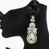 89058, MULTI RHINESTONE EVENING EARRING