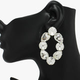 89059, OVAL N TEARDROP RHINESTONE EVENING EARRING