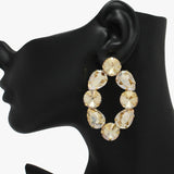 89059, OVAL N TEARDROP RHINESTONE EVENING EARRING