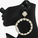 89060, ROUND CRYSTAL RHINESTONE EVENING EARRING