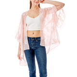 89069, PAISLEY SHEER COVER UP WITH RUFFLE SLEEVE