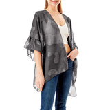 89069, PAISLEY SHEER COVER UP WITH RUFFLE SLEEVE