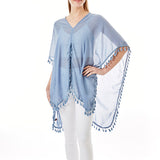 89070, SOLID COLOR COVER UP WITH TASSEL