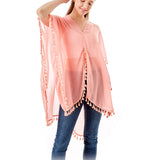 89070, SOLID COLOR COVER UP WITH TASSEL