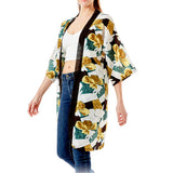 89075, TROPICAL PRINT HALF SLEEVE KIMONO COVER UP