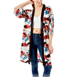 89075, TROPICAL PRINT HALF SLEEVE KIMONO COVER UP