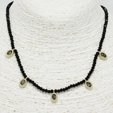 89109, DAINTY OVAL CHARM ACCENT BEADED NECKLACE