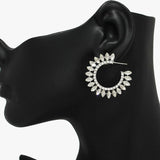 89114, MARQUISE ACCENT RHINESTONE HOOP EARRING