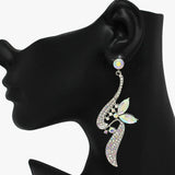 89117, FLORAL RHINESTONE EVENING EARRING