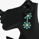 89131, FLOWER EPOXY RHINESTONE DANGLE EARRING