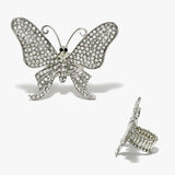 89143, BUTTERFLY PAVE RHINESTONE STRETCH RING