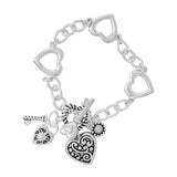 89153, FILIGREE HEART N KEY CHARM TOGGLE BRACELET