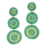 89156, TRIPLE ROUND SEED BEADED DANGLE EARRING