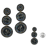 89156, TRIPLE ROUND SEED BEADED DANGLE EARRING