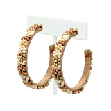 89160, FLOWER SEED BEADED HOOP EARRING