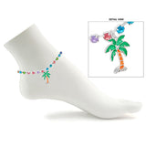 89163, PALM TREE CHARM WITH RHINESTONE ANKLET