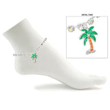 89163, PALM TREE CHARM WITH RHINESTONE ANKLET