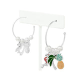 89167, TROPICAL FLAMINGO DANGLING CHARM WITH PEARL HOOP EARRING