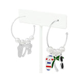 89167, TROPICAL DANGLING CHARM WITH PEARL HOOP EARRING