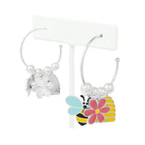 89167, BEE DANGLING CHARM WITH PEARL HOOP EARRING