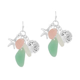 89169, SAND DOLLAR N STARFISH MULTI CHARM WITH SEA GLASS EARRING