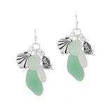 89170, SEASHELL N MERMAID MULTI CHARM WITH SEA GLASS EARRING
