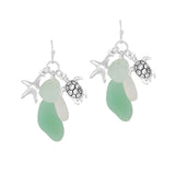89171, SEA TURTLE N STARFISH MULTI CHARM WITH SEA GLASS EARRING