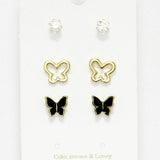 89179, BUTTERFLY EPOXY STUD EARRING SET