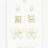 89180, FLOWER ACRYLIC STUD EARRING SET
