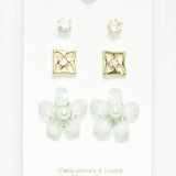 89180, FLOWER ACRYLIC STUD EARRING SET