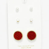 Round Faux Leather Stud Earring SET