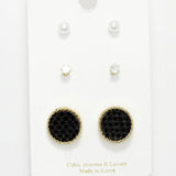 Round Faux Leather Stud Earring SET - view 2