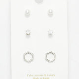 Hexagon Accent Stud Earring SET