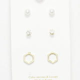 Hexagon Accent Stud Earring SET - view 2