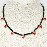 89229, DAINTY HEART CHARM BEADED NECKLACE