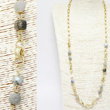 89230, HANDMADE SEMI PRECIOUS STONE BEADED LONG NECKLACE
