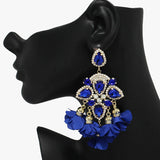 89237, FLOWER PETAL WITH RHINESTONE EARRING