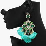 89237, FLOWER PETAL WITH RHINESTONE EARRING