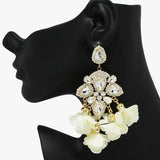89237, FLOWER PETAL WITH RHINESTONE EARRING