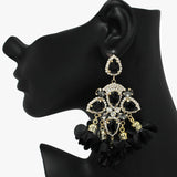 89237, FLOWER PETAL WITH RHINESTONE EARRING