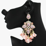 89237, FLOWER PETAL WITH RHINESTONE EARRING
